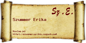 Szummer Erika névjegykártya